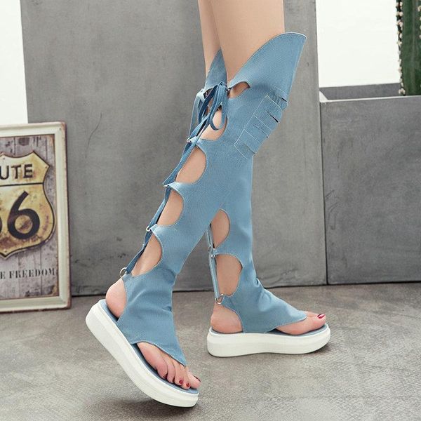 sandals spring and summer korean single boots children's shoes long high tube clip toe hollow flat heel strap denim, Black
sandals spring and summer korean single boots children's shoes long high tube clip toe hollow flat heel strap denim, Black
