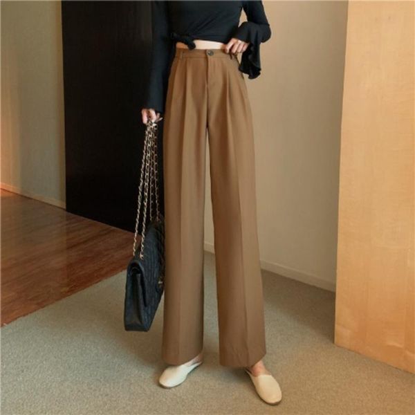 women summer 2021 fashion korea style color drape waist loose pants office lady casual suit straight trousers women's & capris, Black;white
women summer 2021 fashion korea style color drape waist loose pants office lady casual suit straight trousers women's & capris, Black;white