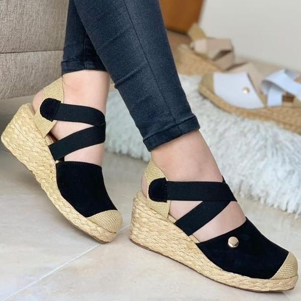 dress shoes 2021 wedges women summer sandals thick bottom cross elastic band high heel casual plus size beach party ladies, Black
dress shoes 2021 wedges women summer sandals thick bottom cross elastic band high heel casual plus size beach party ladies, Black