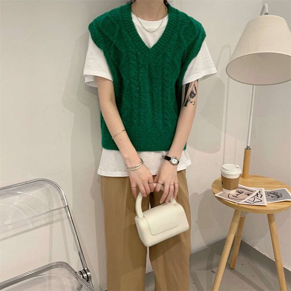 wool knitted waistcoat women's loose with autumn winter v-neck twist sweater vest, White
wool knitted waistcoat women's loose with autumn winter v-neck twist sweater vest, White