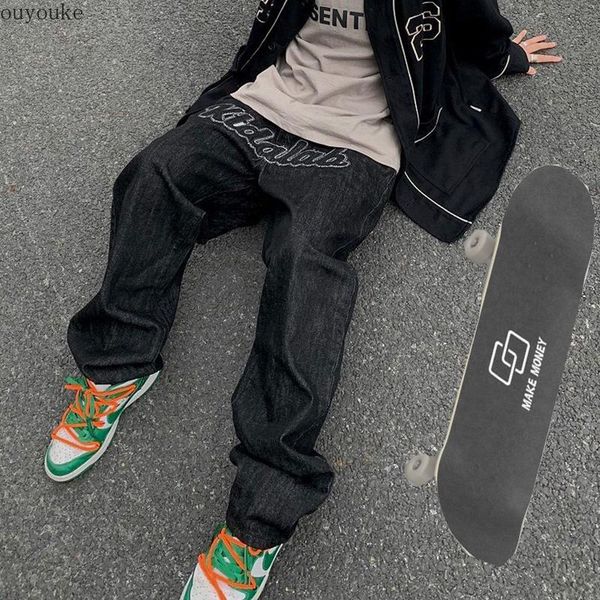 men's jeans high street letter black and women's straight loose retro hip-hop pants skateboarding wide leg, Blue
men's jeans high street letter black and women's straight loose retro hip-hop pants skateboarding wide leg, Blue