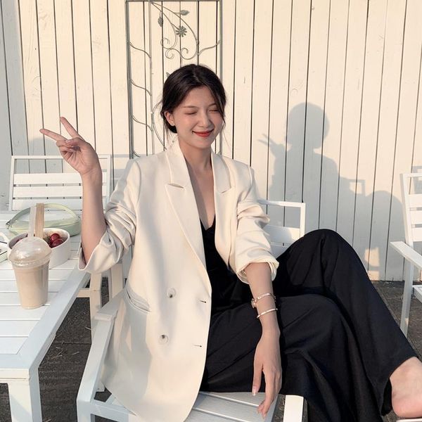 women's suits & blazers white suit coat 2021 spring dress korean temperament casual small top, White;black
women's suits & blazers white suit coat 2021 spring dress korean temperament casual small top, White;black