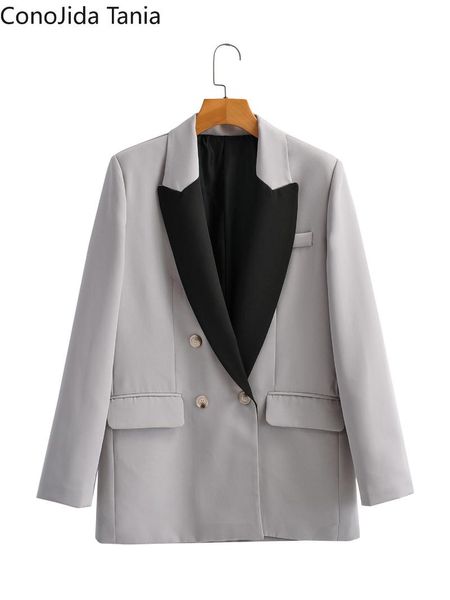 women's suits & blazers korean 2021 summer fashion color matching double-breasted loose blazer, White;black
women's suits & blazers korean 2021 summer fashion color matching double-breasted loose blazer, White;black