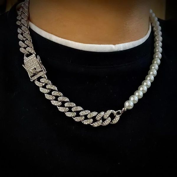 chains miami pearl cuban chain personality hip hop jewelry half necklace fashion, Silver
chains miami pearl cuban chain personality hip hop jewelry half necklace fashion, Silver