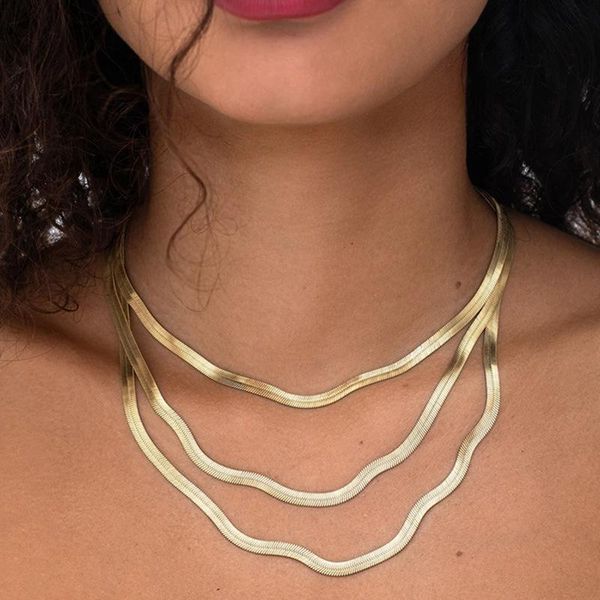 lifefontier multilayer snake chains necklaces for women gold color stainless steel flat blade chain necklace jewelry accessories, Silver
lifefontier multilayer snake chains necklaces for women gold color stainless steel flat blade chain necklace jewelry accessories, Silver