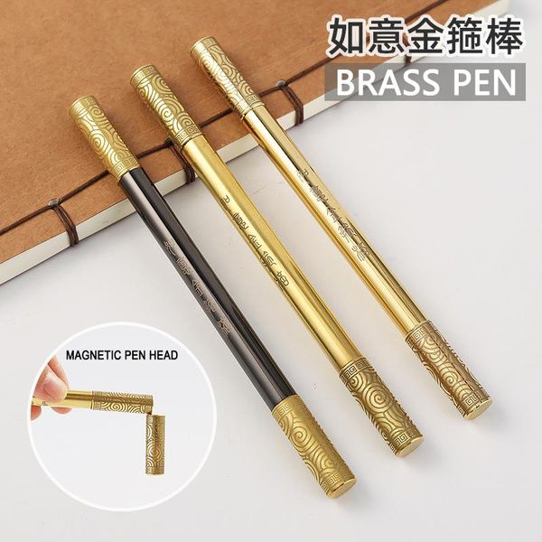 ballpoint pens retro brass pen pure metal 0.5 mm custom logo ruyi monkey king bar stationery office school supplies writing, Blue;orange
ballpoint pens retro brass pen pure metal 0.5 mm custom logo ruyi monkey king bar stationery office school supplies writing, Blue;orange