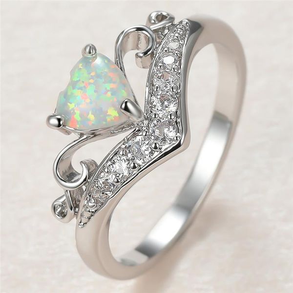 Dainty Female White Heart Opal Ring Classic Silver Color Thin Wedding Rings For Women Charm Bride Crystal Crown Engagement, Slivery;golden
Dainty Female White Heart Opal Ring Classic Silver Color Thin Wedding Rings For Women Charm Bride Crystal Crown Engagement, Slivery;golden
