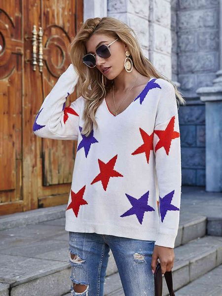 women's knits & tees v neck star sweater woman clothes autumn winter long sleeve slim jumper pullover knitted boho sweaters y, White
women's knits & tees v neck star sweater woman clothes autumn winter long sleeve slim jumper pullover knitted boho sweaters y, White