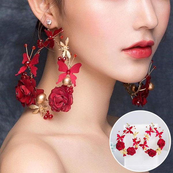 hoop & huggie 1pair women big earring sweet pink flower jewelry fashion mori temperament personality show thin wedding party accessories, Golden;silver
hoop & huggie 1pair women big earring sweet pink flower jewelry fashion mori temperament personality show thin wedding party accessories, Golden;silver
