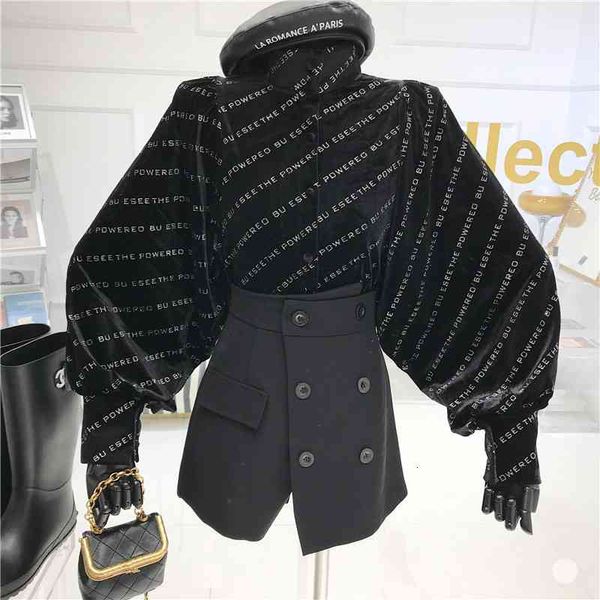 sweaters temperament letter lantern bubble sleeve women's shirt collar spring 2021 niche design top, White;black
sweaters temperament letter lantern bubble sleeve women's shirt collar spring 2021 niche design top, White;black
