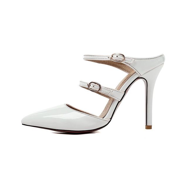 chainingyee party casual pointed toe summer mules shoes belt buckle patent high heel women's big size sandals, Black
chainingyee party casual pointed toe summer mules shoes belt buckle patent high heel women's big size sandals, Black