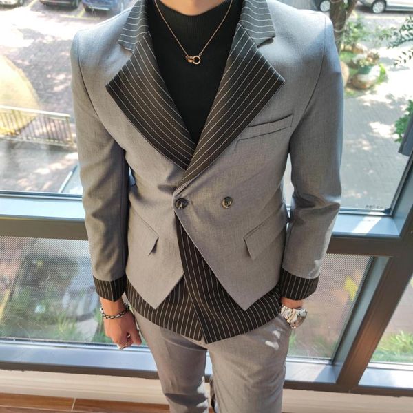 men's suits & blazers korean patchwork suit 2 piece blazer men 2021 set slim fit tuxedo stylish stage party club, White;black
men's suits & blazers korean patchwork suit 2 piece blazer men 2021 set slim fit tuxedo stylish stage party club, White;black