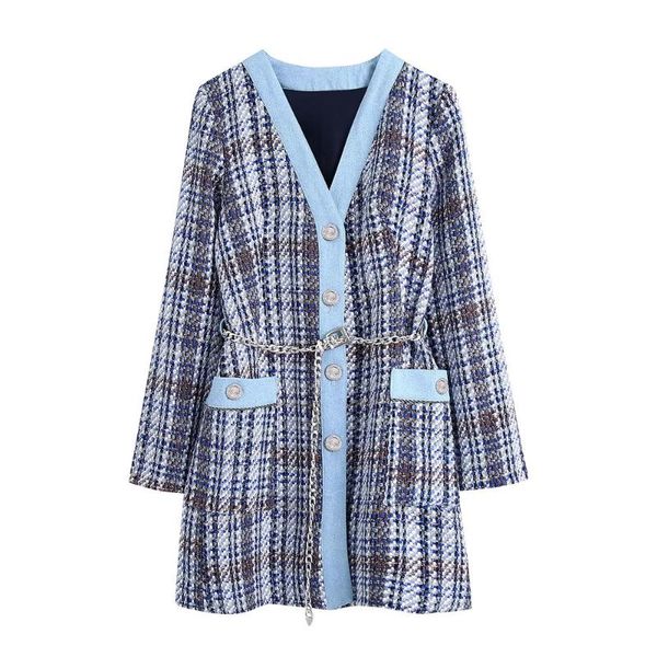 women's jackets leviortin women fashion with chain belt patchwork denim tweed jacket coat vintage long sleeve pockets female outerwear, Black;brown
women's jackets leviortin women fashion with chain belt patchwork denim tweed jacket coat vintage long sleeve pockets female outerwear, Black;brown