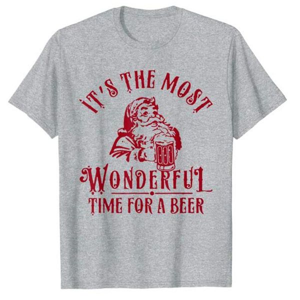 men's t-shirts santa claus it's the most wonderful time for a beer t-shirt, White;black
men's t-shirts santa claus it's the most wonderful time for a beer t-shirt, White;black