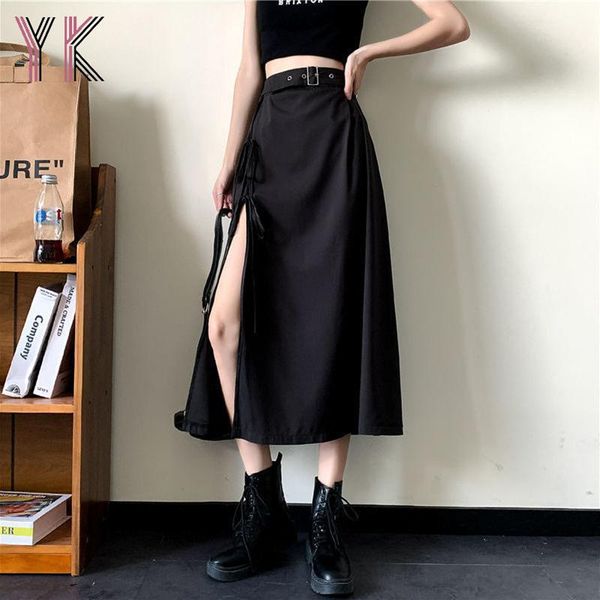 skirts fashion high waist split for women 2021 summer a-line lace up black with belt female gothic streetwear
skirts fashion high waist split for women 2021 summer a-line lace up black with belt female gothic streetwear
