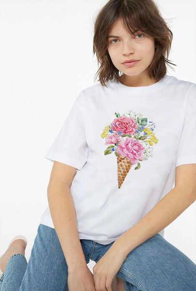 flower ice cream creative fashion women t shirts graphic short sleeve summer printed top, White
flower ice cream creative fashion women t shirts graphic short sleeve summer printed top, White