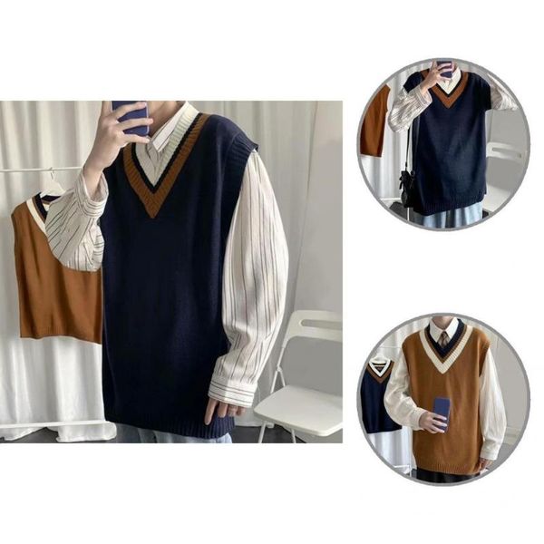 men's vests preppy style stylish quick dry student waistcoat stretch autumn sweater vest v neck for school, Black;white
men's vests preppy style stylish quick dry student waistcoat stretch autumn sweater vest v neck for school, Black;white