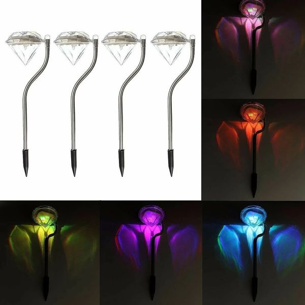 4 pcs solar lights stainless steel colour chang path garden diamond stake - white
4 pcs solar lights stainless steel colour chang path garden diamond stake - white