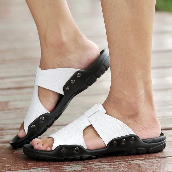 slippers cow leather for men rivet shoe big size moccasins reducing fatigue slipper summer outdoor lasting sandal zy642, Black
slippers cow leather for men rivet shoe big size moccasins reducing fatigue slipper summer outdoor lasting sandal zy642, Black