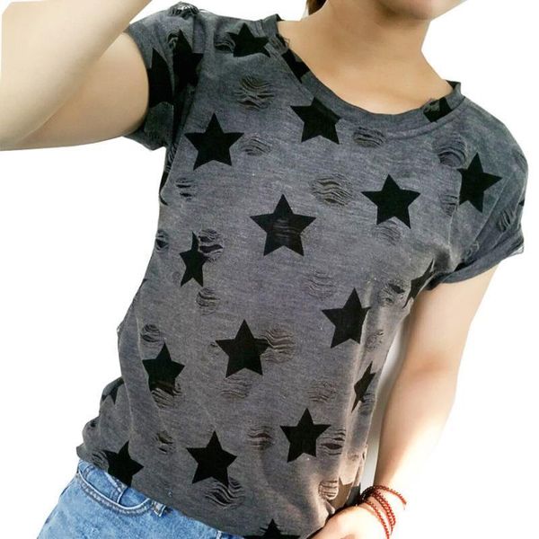 casual short sleeved shabby printed women t shirt five pointed star fruit cartoon, White
casual short sleeved shabby printed women t shirt five pointed star fruit cartoon, White