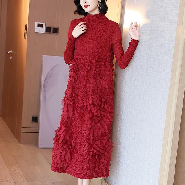 casual dresses plus size dress 2021 women autumn winter fashion turtleneck long sleeve stretch miyake pleated red clothes for 45-75kg, Black;gray
casual dresses plus size dress 2021 women autumn winter fashion turtleneck long sleeve stretch miyake pleated red clothes for 45-75kg, Black;gray