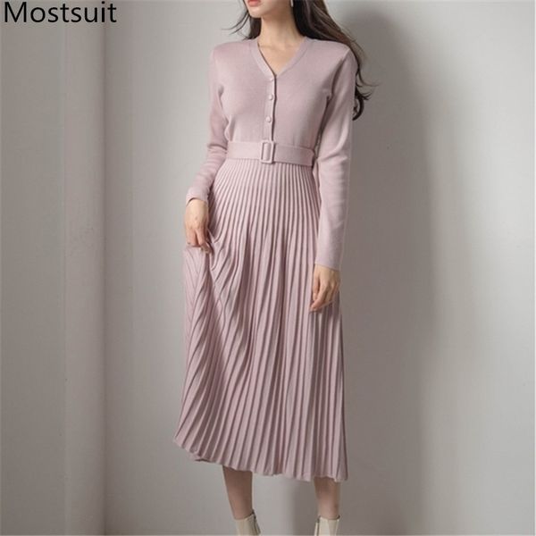korean elegant knitted v-neck belted long dress women full sleeve pleated sweater dresses winter ladies fashion vestidos 210518, Black;gray
korean elegant knitted v-neck belted long dress women full sleeve pleated sweater dresses winter ladies fashion vestidos 210518, Black;gray