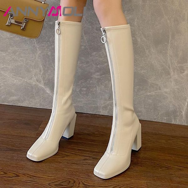 boots annymoli knee-high women shoes genuine leather high heel long square toe block heels zip ladies apricot autumn, Black
boots annymoli knee-high women shoes genuine leather high heel long square toe block heels zip ladies apricot autumn, Black