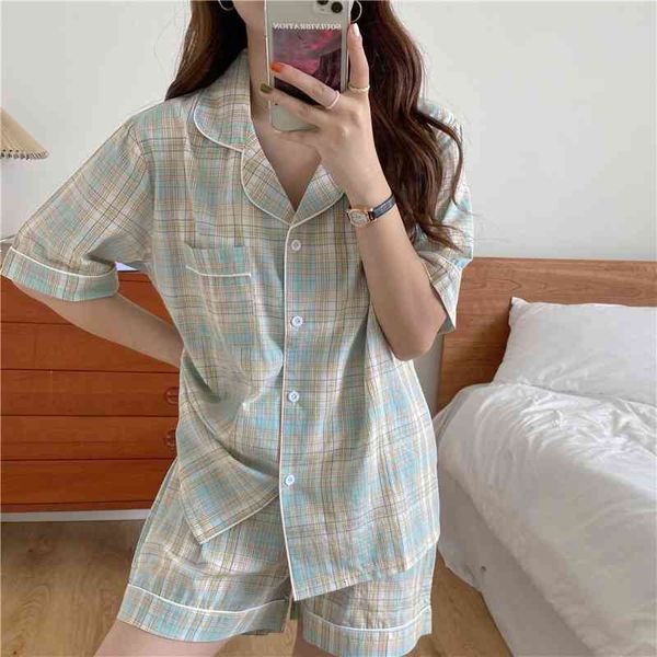 women's sleepwear comfortable summer minimalist soft women plaid pajama sets 2021 casual femme loose cotton two piece suits 2udj, Black;red
women's sleepwear comfortable summer minimalist soft women plaid pajama sets 2021 casual femme loose cotton two piece suits 2udj, Black;red