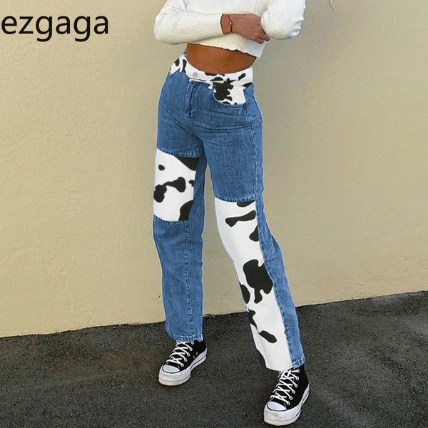 ezgaga streetwear patchwork jeans women fashion cow contrast high waist denim pants straight long trouser ladies jogger casual 210430, Blue
ezgaga streetwear patchwork jeans women fashion cow contrast high waist denim pants straight long trouser ladies jogger casual 210430, Blue