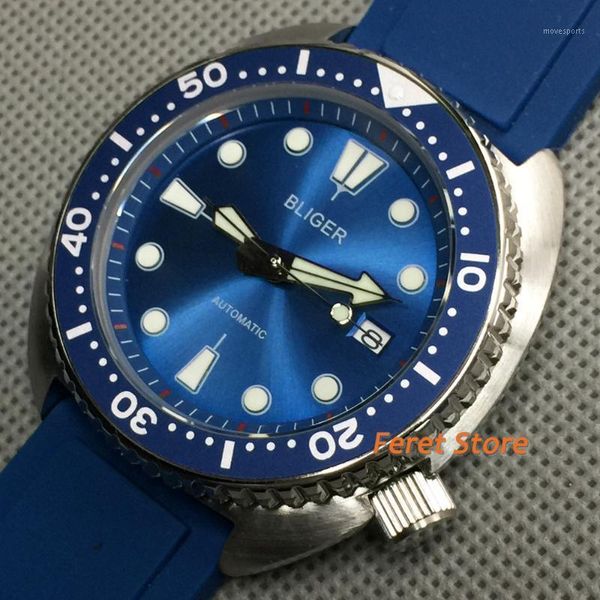 45mm blue self winding men watch green luminous 24 jewels nh35a screwdown crown rubber band unidirectional bezel date wristwatches, Slivery;brown
45mm blue self winding men watch green luminous 24 jewels nh35a screwdown crown rubber band unidirectional bezel date wristwatches, Slivery;brown
