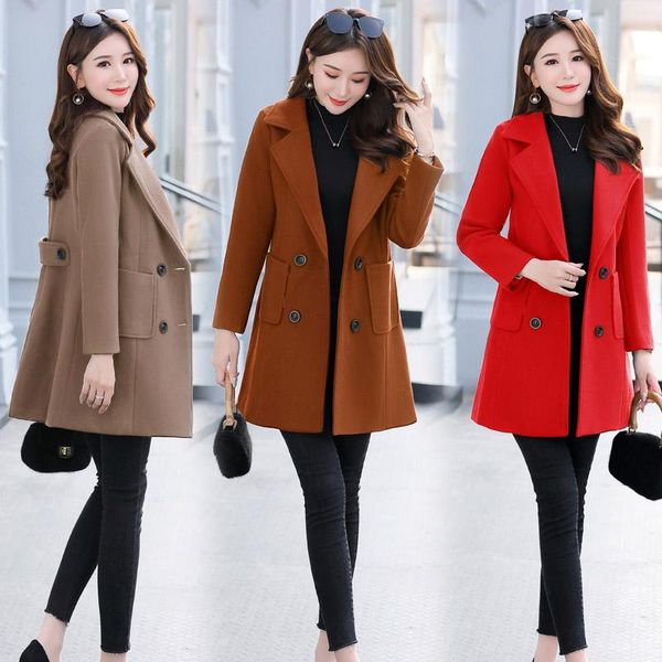women's wool & blends winter coats and jackets double-breasted woolen coat jacket woman women, Black
women's wool & blends winter coats and jackets double-breasted woolen coat jacket woman women, Black