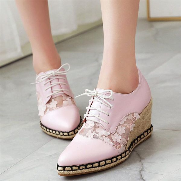 dress shoes wedge pumps platform for women high heels pointed toe lace up spring ladies pink white blue plus size 33 41 42 43, Black
dress shoes wedge pumps platform for women high heels pointed toe lace up spring ladies pink white blue plus size 33 41 42 43, Black