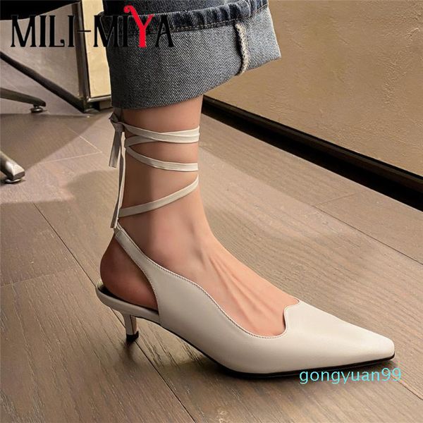 mili-miya new arrival women genuine leather sandals lace up solid color pointed toe thin heels dress party summer shoes for lady, Black
mili-miya new arrival women genuine leather sandals lace up solid color pointed toe thin heels dress party summer shoes for lady, Black