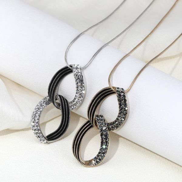 pendant necklaces women gold color chain adjustable tassel necklace elegant rhinestone double circle long, Silver
pendant necklaces women gold color chain adjustable tassel necklace elegant rhinestone double circle long, Silver