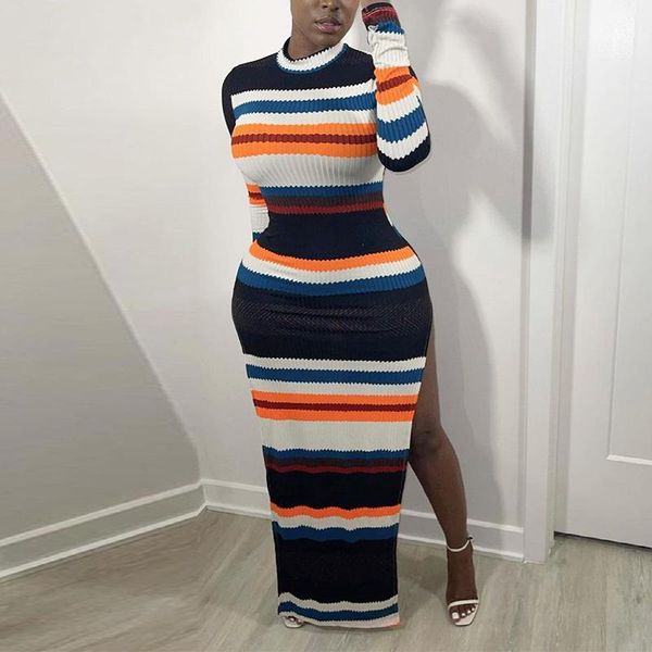casual dresses women dress long sleeve knit ribbed striped round neck slit fashion tight elegant party fall winter, Black;gray
casual dresses women dress long sleeve knit ribbed striped round neck slit fashion tight elegant party fall winter, Black;gray