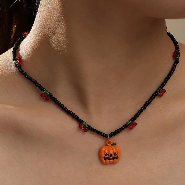 chains 2021 halloween orange pumpkin resin pendant black rice beads cherry beaded necklace for women girls party jewelry, Silver
chains 2021 halloween orange pumpkin resin pendant black rice beads cherry beaded necklace for women girls party jewelry, Silver