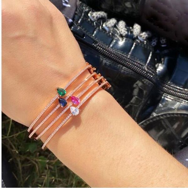 colorful birthstone red blue green white tear drop cz bangle bracelet trendy women open cuff bangles, Black
colorful birthstone red blue green white tear drop cz bangle bracelet trendy women open cuff bangles, Black
