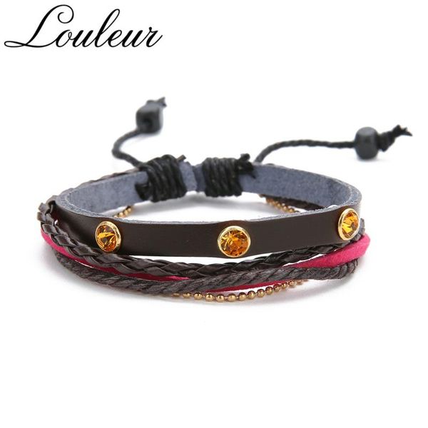 charm bracelets louleur vintage crystal leather bracelet for men women beads chain multilayer braided rope jewelry gift wholesale, Golden;silver
charm bracelets louleur vintage crystal leather bracelet for men women beads chain multilayer braided rope jewelry gift wholesale, Golden;silver