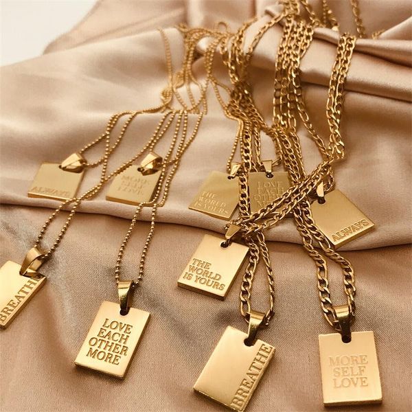 pendant necklaces 2021 classic stainless steel square english letter titanium plated gold necklace cubana jewelry, Silver
pendant necklaces 2021 classic stainless steel square english letter titanium plated gold necklace cubana jewelry, Silver