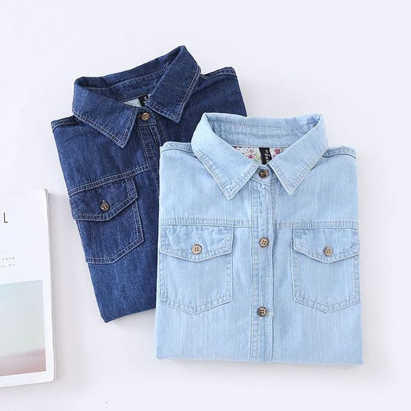 women's blouses & shirts vintage jeans shirt women long sleeve plus size casual streetwear ladies denim blouse clothes q12791 2sye, White
women's blouses & shirts vintage jeans shirt women long sleeve plus size casual streetwear ladies denim blouse clothes q12791 2sye, White