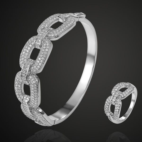 earrings & necklace zlxgirl europe brand cubic zircon copper bangle with ring jewelry sets nice women's wedding accessories love, Silver
earrings & necklace zlxgirl europe brand cubic zircon copper bangle with ring jewelry sets nice women's wedding accessories love, Silver
