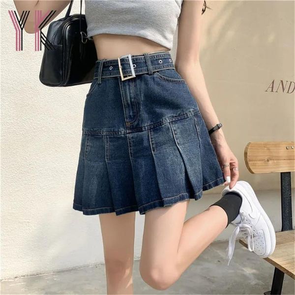 y2k pleated high waist belt denim mini skirt korean fashion sweet women a-line short 2021 summer harajuku gothic jean saia skirts, Black
y2k pleated high waist belt denim mini skirt korean fashion sweet women a-line short 2021 summer harajuku gothic jean saia skirts, Black