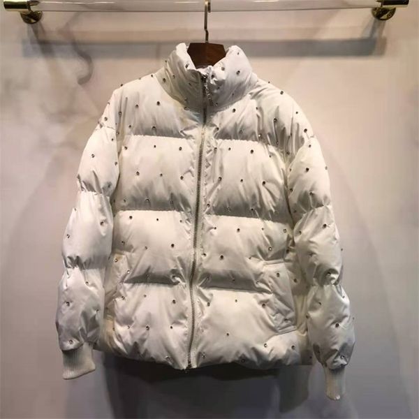 design sense of minority heavy industry tide brand fashion temperament diamond inlaid thin thickened white duck stand collar bread down, Black
design sense of minority heavy industry tide brand fashion temperament diamond inlaid thin thickened white duck stand collar bread down, Black