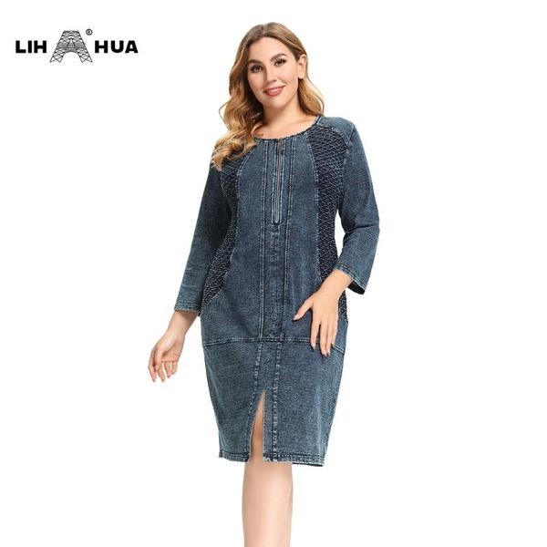 women's plus size denim dress high flexibility slim fit casual knitted fish scale dresses, Black;gray
women's plus size denim dress high flexibility slim fit casual knitted fish scale dresses, Black;gray