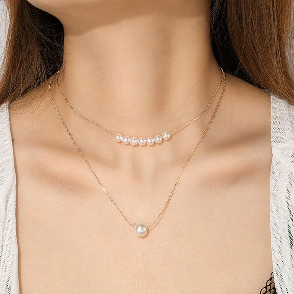 pendant necklaces hi man korean double-layer pearl necklace women noble elegant party clavicle chain jewelry gift, Silver
pendant necklaces hi man korean double-layer pearl necklace women noble elegant party clavicle chain jewelry gift, Silver