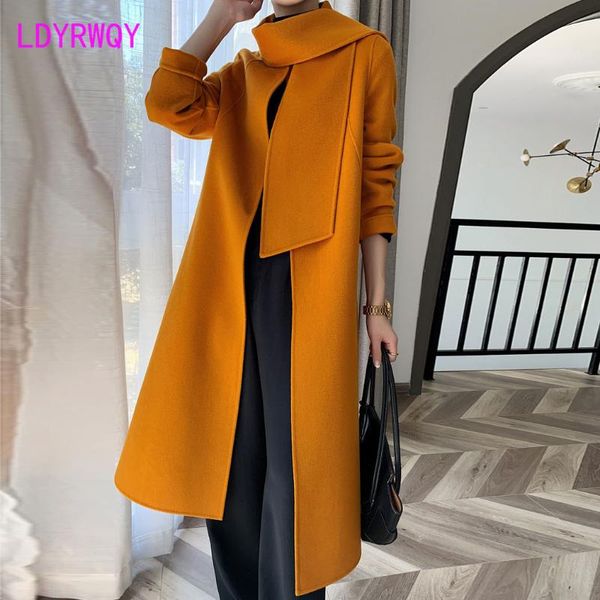 women's wool & blends ldyrwqy double-sided cashmere mid-length autumn and winter 2021 korean version of chrysanthemum yellow woolen coa, Black
women's wool & blends ldyrwqy double-sided cashmere mid-length autumn and winter 2021 korean version of chrysanthemum yellow woolen coa, Black