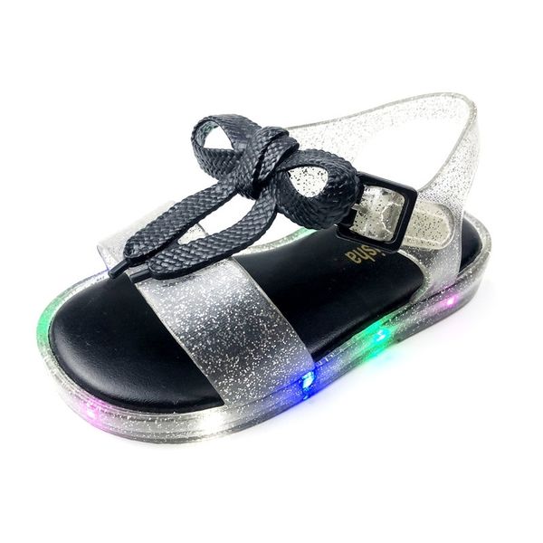 fashion simple led flashing bowknot baby princess velcro jelly sandals, Black;red
fashion simple led flashing bowknot baby princess velcro jelly sandals, Black;red