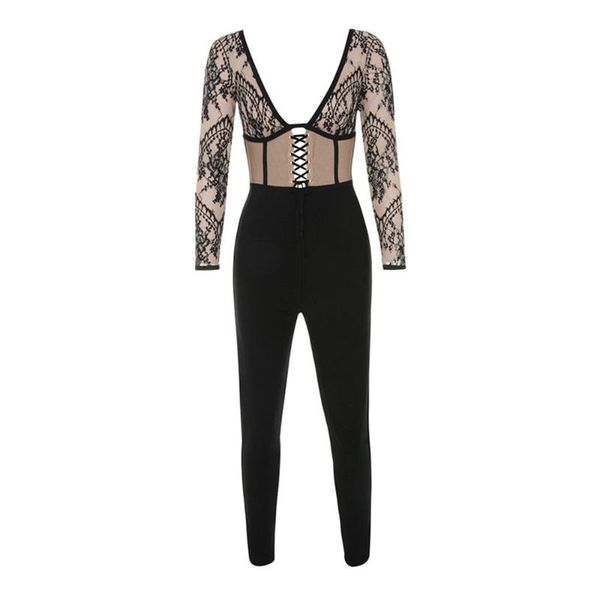 women's jumpsuits & rompers beige with black lace long sleeve cross v neck full length women summer backless 2021 party bandage bodycon, Black;white
women's jumpsuits & rompers beige with black lace long sleeve cross v neck full length women summer backless 2021 party bandage bodycon, Black;white