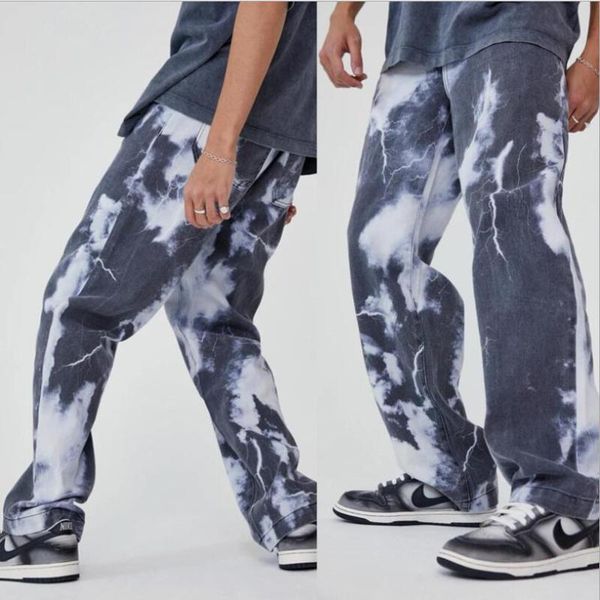 men's jeans men tie-dye printed harajuku fashion brand street casual loose straight denim pants man washing motorcycle trousers w2118, Blue
men's jeans men tie-dye printed harajuku fashion brand street casual loose straight denim pants man washing motorcycle trousers w2118, Blue