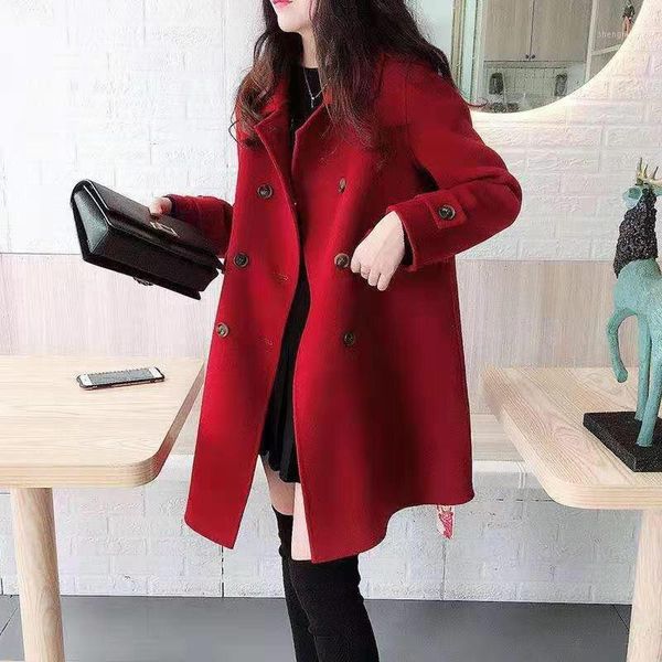 women 2021 spring autumn wool coat female elegant chic jacket ladies outwear double breasted cashmere overcoats a817 women's & blends, Black
women 2021 spring autumn wool coat female elegant chic jacket ladies outwear double breasted cashmere overcoats a817 women's & blends, Black